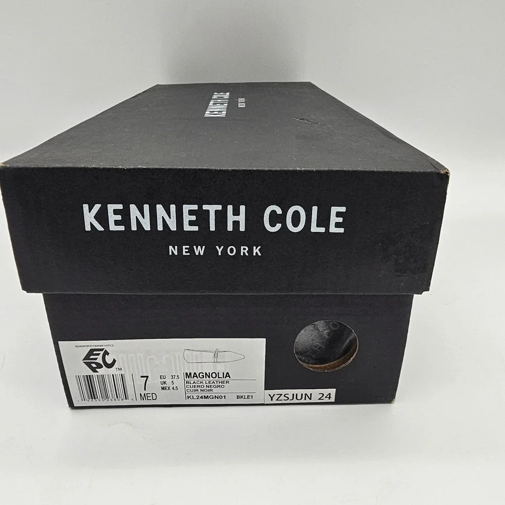 Kenneth Cole Magnolia Mary Jane Flats Womens 7 Black Leather Square Toe Buckle